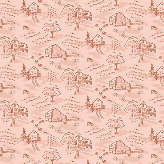 Heartland Little Toile Peachy A1583E by Judy Jarvi for Andover Fabrics (sold in 25cm increments)
