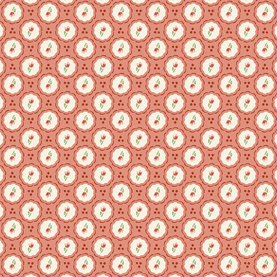 Heartland Little Blossom Clay A1584E by Judy Jarvi for Andover Fabrics (sold in 25cm increments)