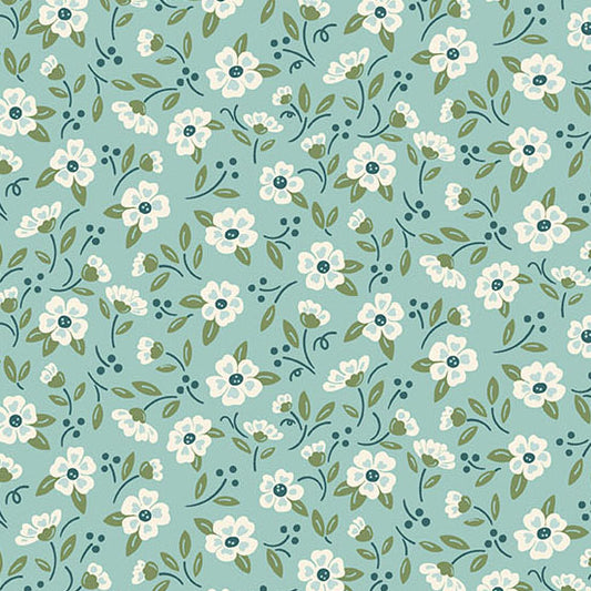 Heartland In Bloom Misty Blue A1585B by Judy Jarvi for Andover Fabrics (sold in 25cm increments)