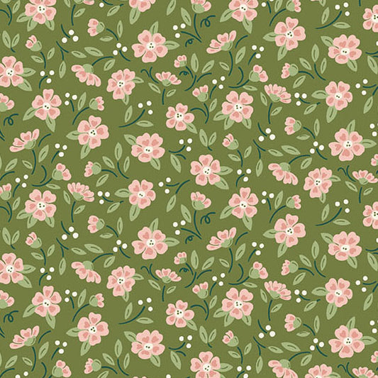 Heartland In Bloom Evergreen A1585G by Judy Jarvi for Andover Fabrics (sold in 25cm increments)