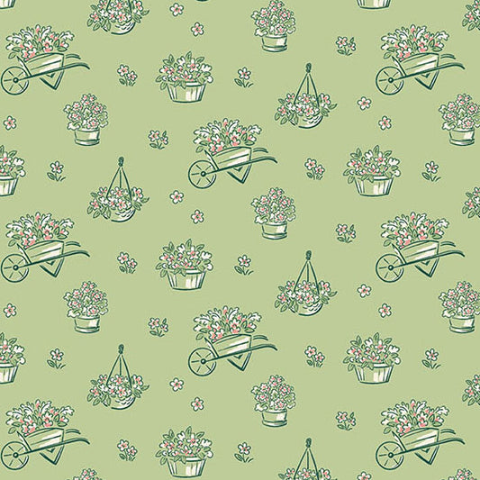 Heartland Dianne Flowers Cucumber A1586G by Judy Jarvi for Andover Fabrics (sold in 25cm increments)