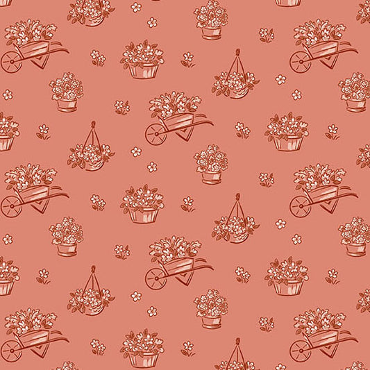 Heartland Dianne Flowers Clay A1586R by Judy Jarvi for Andover Fabrics (sold in 25cm increments)