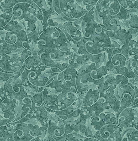 Star Of Wonder - Star of Light Holly Aqua 6224 by Nancy Halvorsen for Benartex Fabrics (sold in 25cm increments)