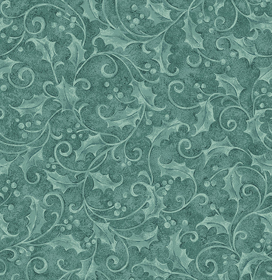 Star Of Wonder - Star of Light Holly Aqua 6224 by Nancy Halvorsen for Benartex Fabrics (sold in 25cm increments)