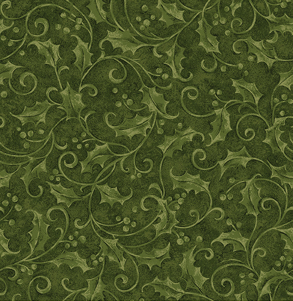 Star Of Wonder - Star of Light Holly Holly 6240 by Nancy Halvorsen for Benartex Fabrics (sold in 25cm increments)