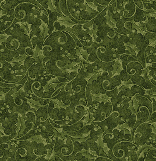 Star Of Wonder - Star of Light Holly Holly 6240 by Nancy Halvorsen for Benartex Fabrics (sold in 25cm increments)