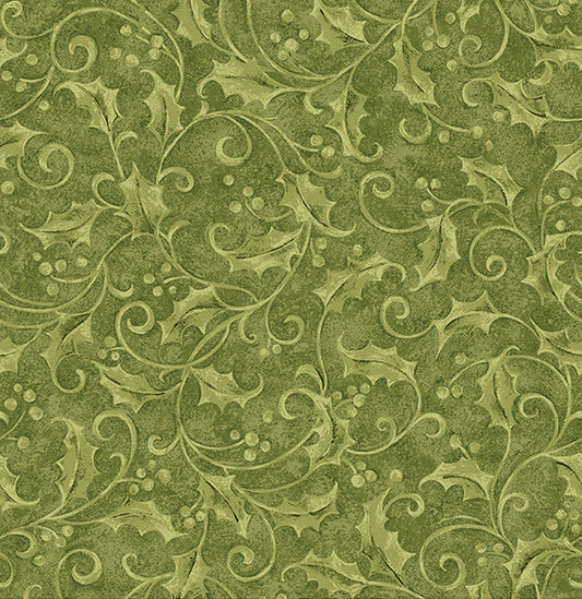 Star Of Wonder - Star of Light Holly Green 6240 by Nancy Halvorsen for Benartex Fabrics (sold in 25cm increments)