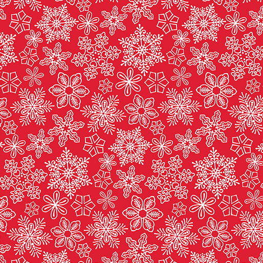 Gingerbread Lane Snowflakes Chirstmas Red 5165/4110 by Modern Quilt Studio for Benartex fabrics (sold in 25cm increments)