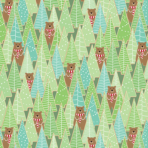 Gingerbread Lane Gingerbread Forest Pine 5165/4241 by Modern Quilt Studio for Benartex fabrics (sold in 25cm increments)