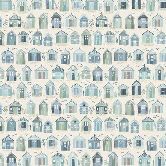 Driftwood Beach Huts Light Cream M174Q1 by Makower (sold in 25cm increments)