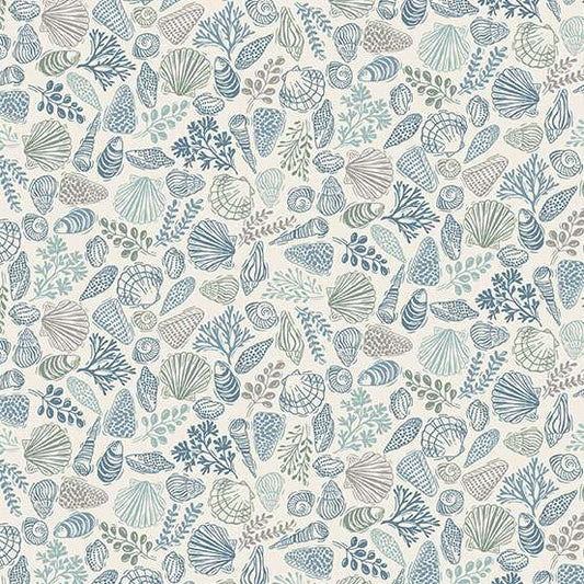 Driftwood Shells Cream M176Q by Makower (sold in 25cm increments)