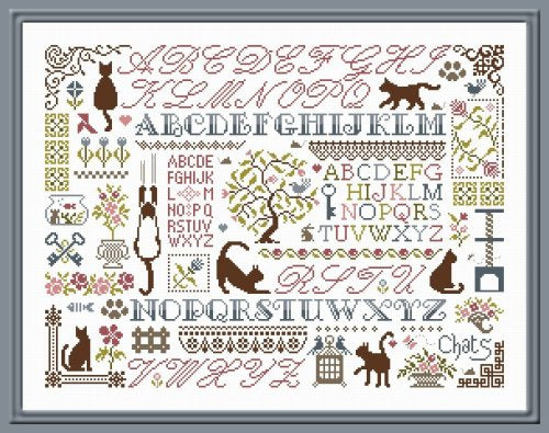 Sampler aux Chats Cross Stitch Pattern by Jardin Prive