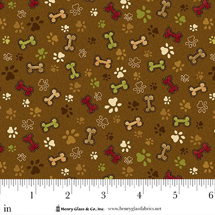 Home is Where the Dog is II Scattered Bones & Paws 1861-38 Henry Glass Fabrics (Sold in 25cm increments)