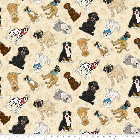 Home is Where the Dog is II Scattered Dogs Cream 1864-44 Henry Glass Fabrics (Sold in 25cm increments)