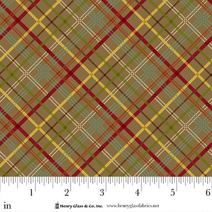 Pennyberry Farm Brown Tartan 2007-33 by Kim Diehl for Henry Glass Fabrics (sold in 25cm increments)