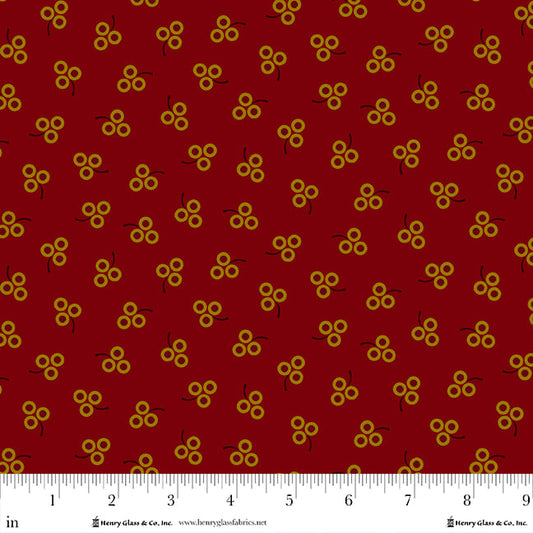 Pennyberry Farm Red Bunches 2017-88 by Kim Diehl for Henry Glass Fabrics (sold in 25cm increments)