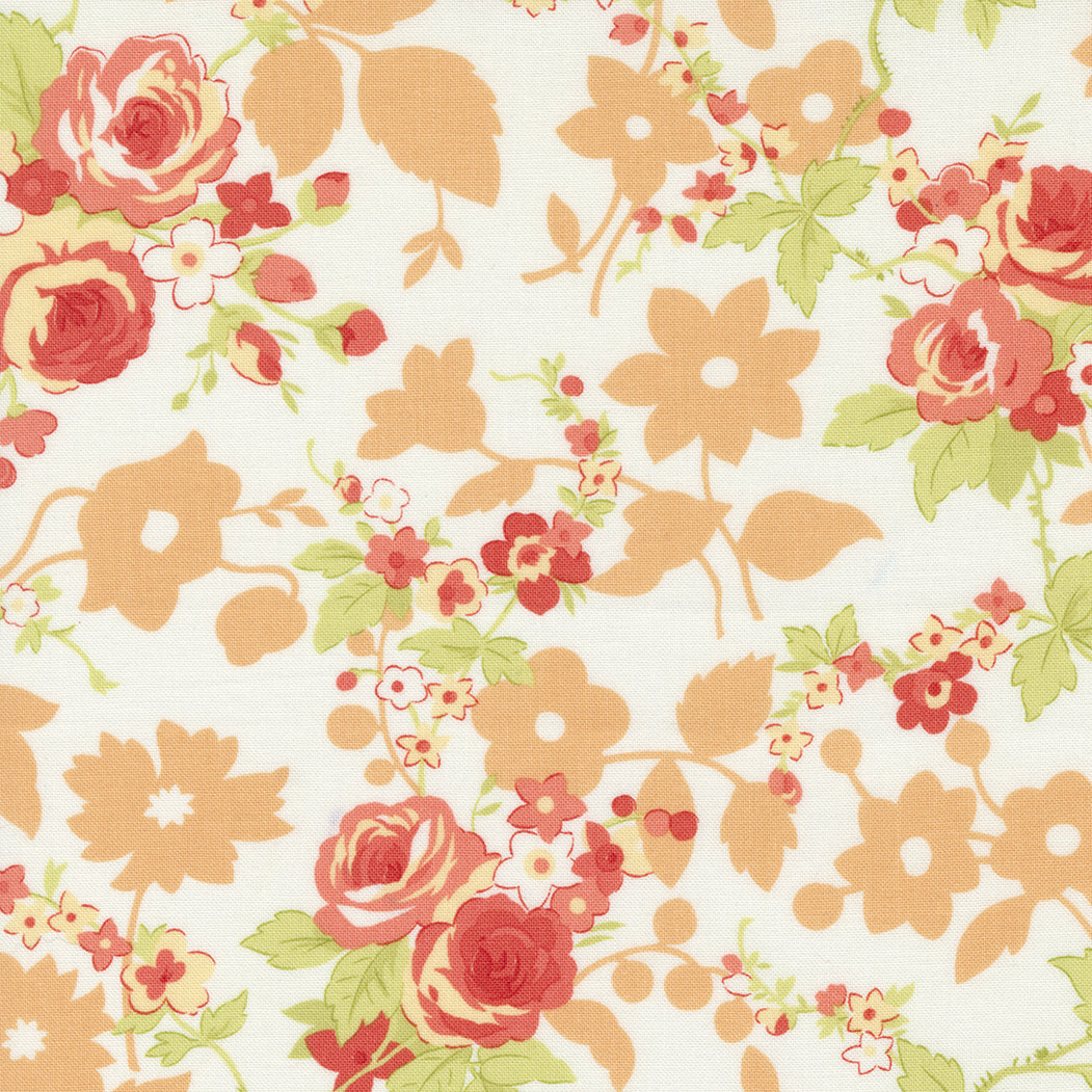 Fruit Cocktail Icecream and Tangerine Summer Floral M2046021 by Figtree Quilts for Moda (sold in 25cm increments)