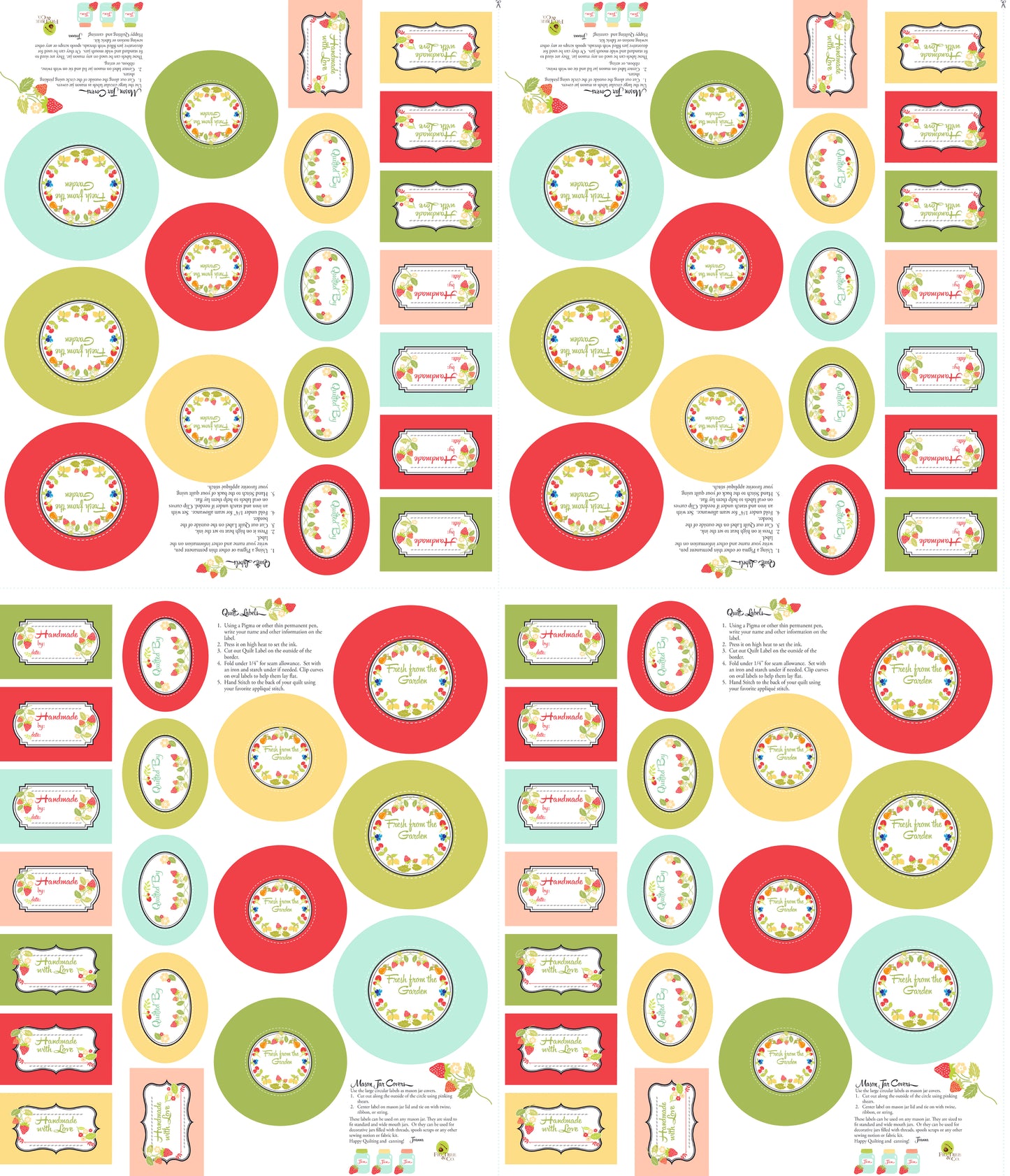 Jelly and Jam Homemade Labels Panel by Figtree for Moda Fabrics