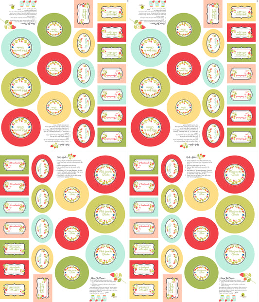 Jelly and Jam Homemade Labels Panel by Figtree for Moda Fabrics