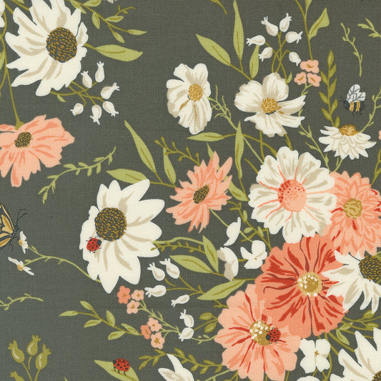 Farmstead Charcoal Flowers M2090016 by Stacy Iest Hsu for Moda fabrics (sold in 25cm increments)