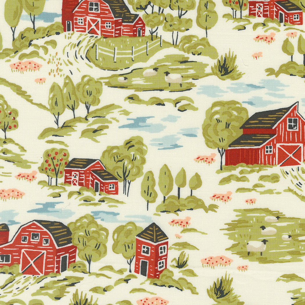 Farmstead Vintage Farm Scene Porcelain M2090111 by Stacy Iest Hsu for Moda fabrics (sold in 25cm increments)