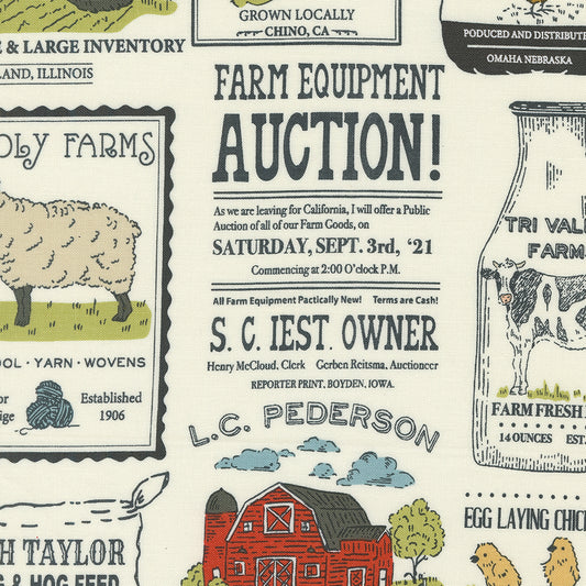 Farmstead Vintage Farm Advertising Porcelain M209211 by Stacy Iest Hsu for Moda fabrics (sold in 25cm increments)