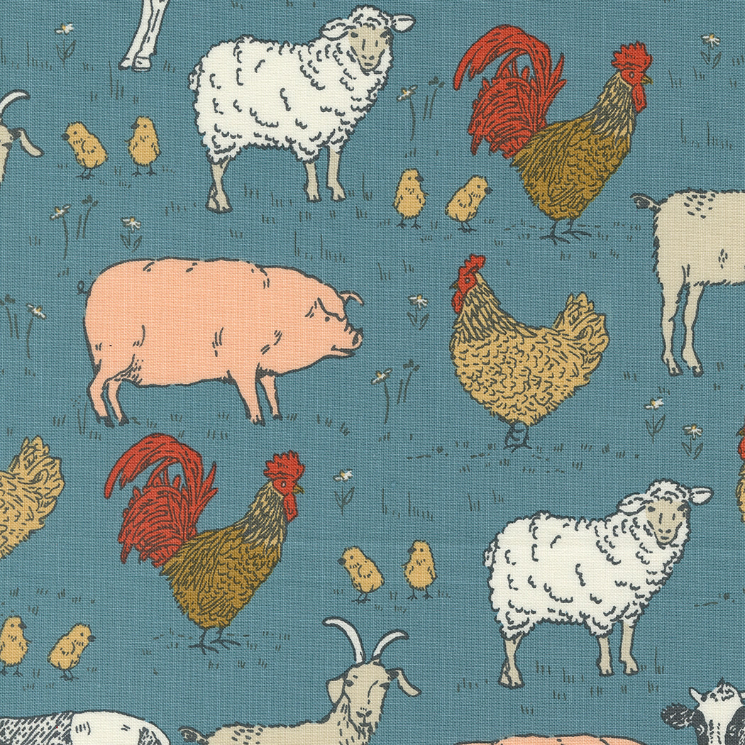 Farmstead Vintage Farm Animals Overalls M209315 by Stacy Iest Hsu for Moda fabrics (sold in 25cm increments)