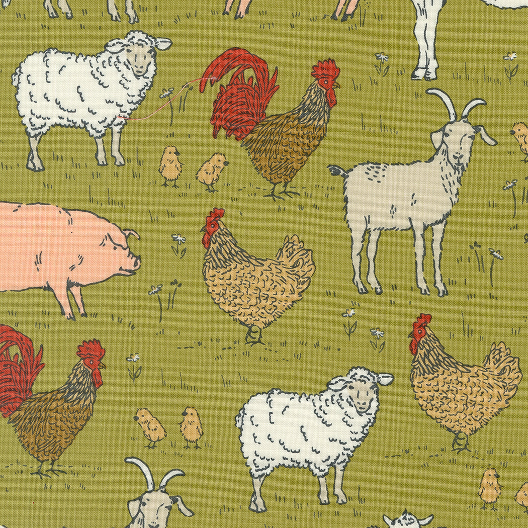 Farmstead Vintage Farm Animals Meadow M209319 by Stacy Iest Hsu for Moda fabrics (sold in 25cm increments)