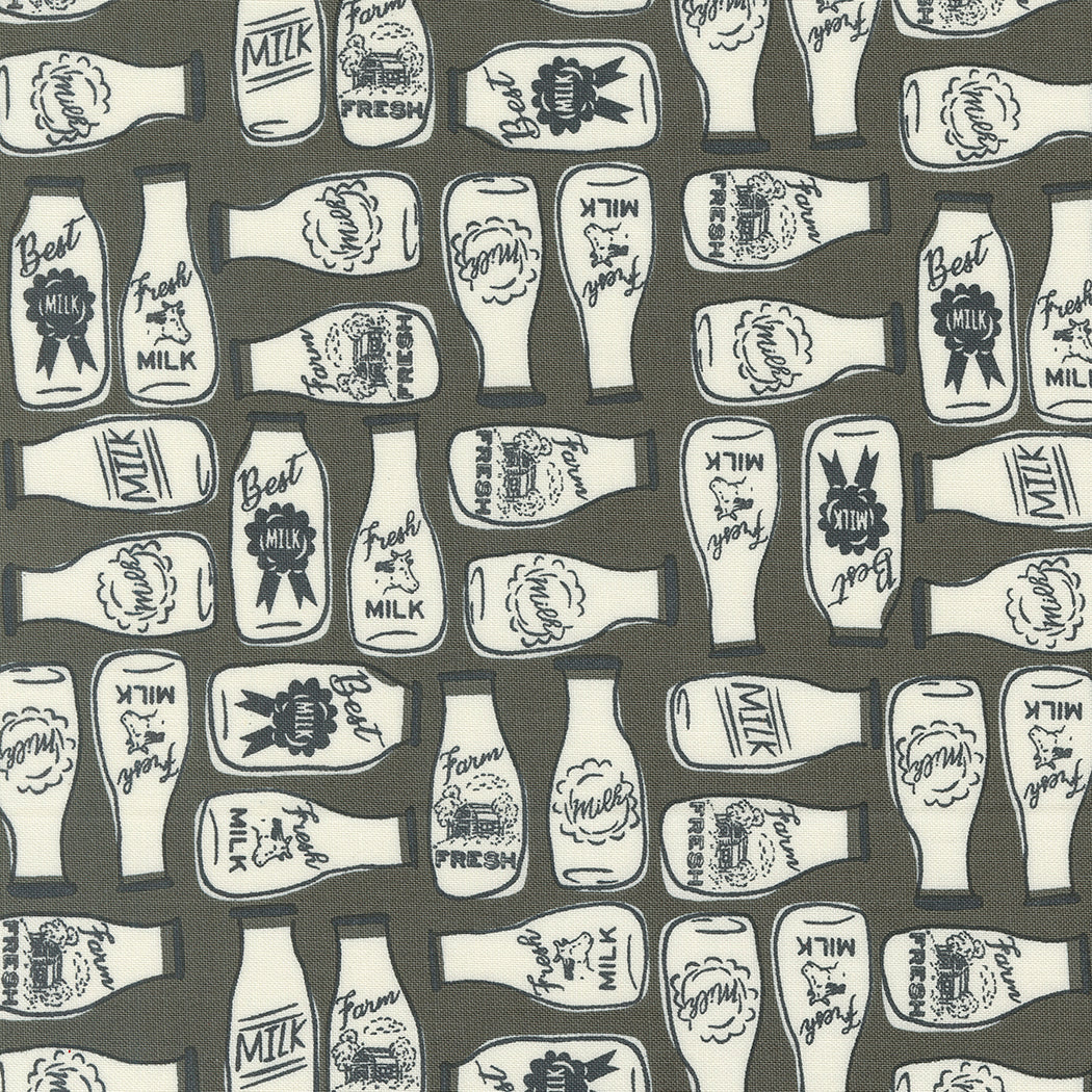 Farmstead Vintage Milk & More Charcoal M209416 by Stacy Iest Hsu for Moda fabrics (sold in 25cm increments)