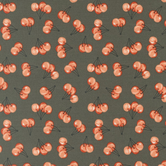 Farmstead Cherries Charcoal M2090616 by Stacy Iest Hsu for Moda fabrics (sold in 25cm increments)