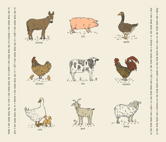 Farmstead Farm Animal Porcelain Panel 36" M2090812 by Stacy Iest Hsu for Moda fabrics