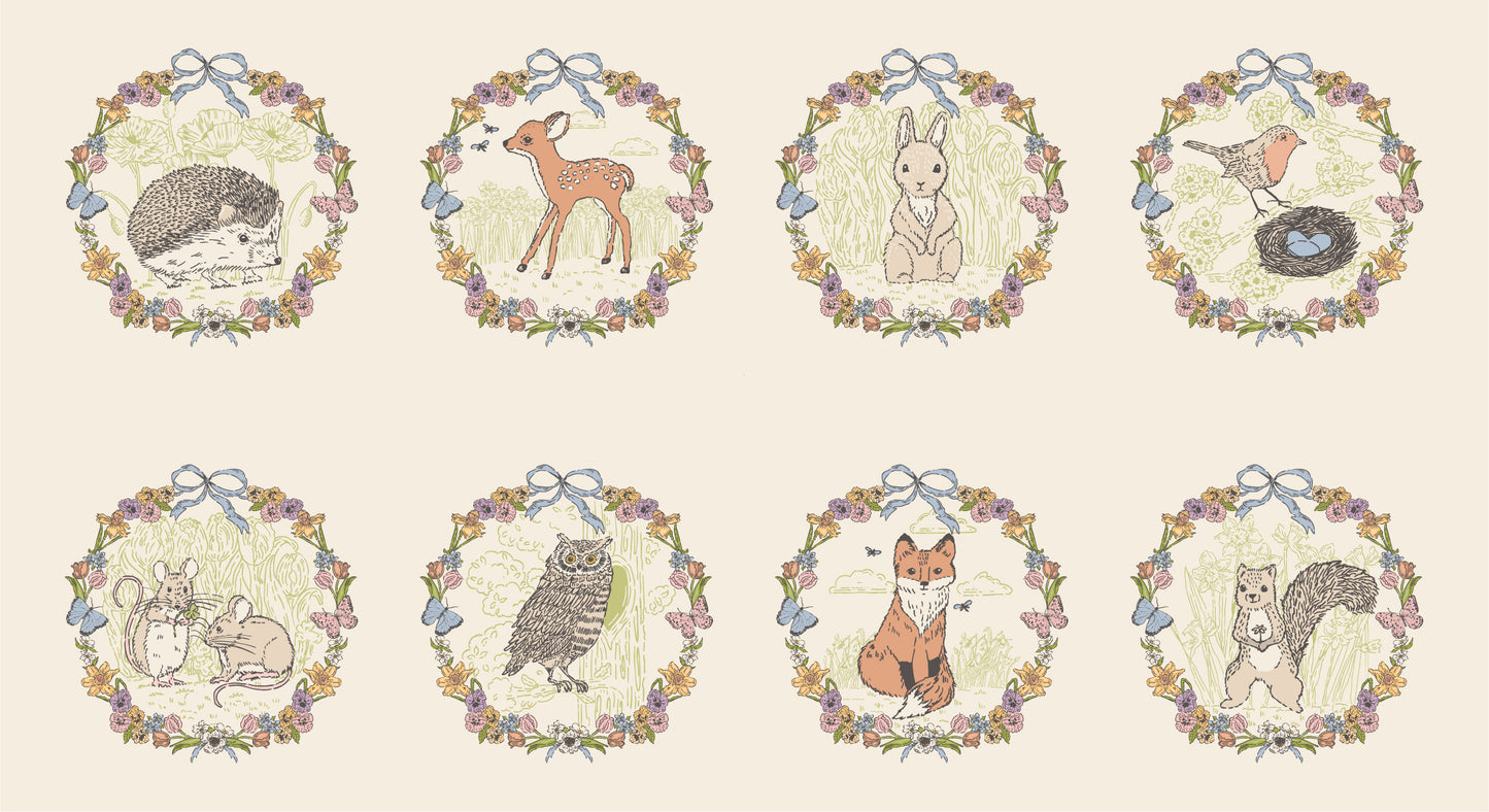 My Secret Garden Animal 8 Square Panel M2095811 by Stacy Iest Hsu for Moda Fabrics