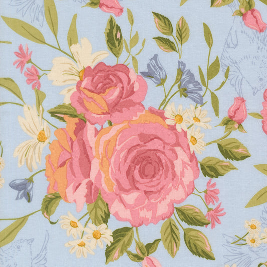 My Secret Garden Grandmas Rose Sky M2098020 by Stacy Iest Hsu for Moda Fabrics (sold in 25cm increments)