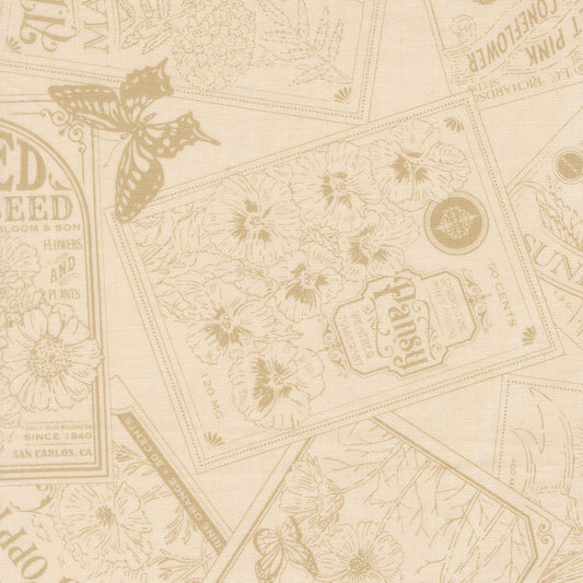 My Secret Garden Seeds of Love Natural M2098131 by Stacy Iest Hsu for Moda Fabrics (sold in 25cm increments)