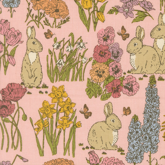 My Secret Garden Garden Bunnies Petal M2098223 by Stacy Iest Hsu for Moda Fabrics (sold in 25cm increments)