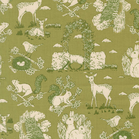 My Secret Garden Garden Toile Grass M2098318 by Stacy Iest Hsu for Moda Fabrics (sold in 25cm increments)
