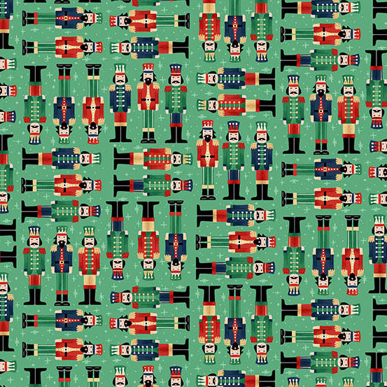 The Nutcracker Soldiers Green M224G by Makower UK (sold in 25cm increments)