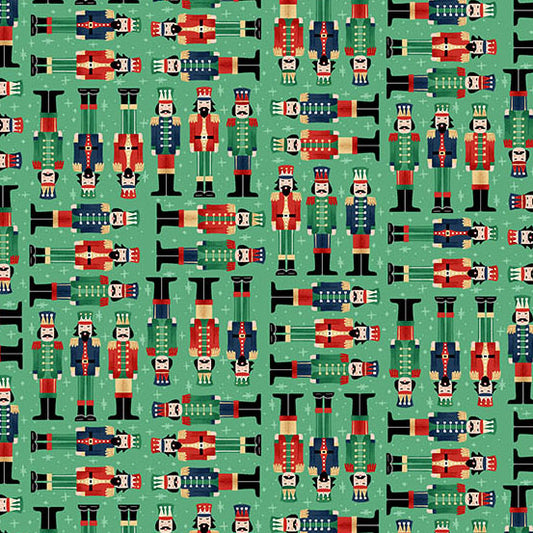 The Nutcracker Soldiers Green M224G by Makower UK (sold in 25cm increments)