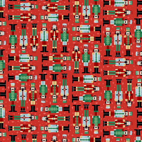 The Nutcracker Soldiers Red M224R by Makower UK (sold in 25cm increments)