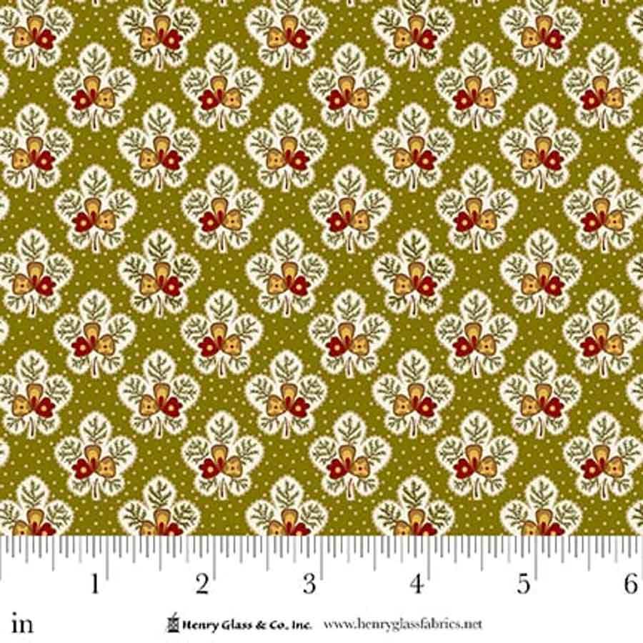 Love Struck Leafy Blossom Green 2284-66 by Kim Diehl for Henry Glass Fabrics (sold in 25cm increments)