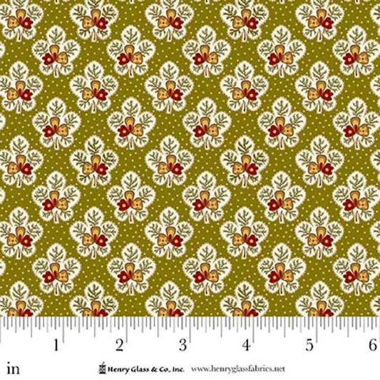 Love Struck Leafy Blossom Green 2284-66 by Kim Diehl for Henry Glass Fabrics (sold in 25cm increments)