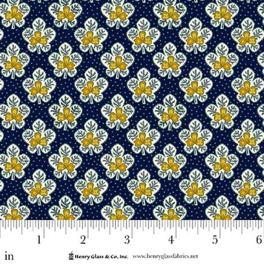 Love Struck Leafy Blossom Navy 2284-77 by Kim Diehl for Henry Glass Fabrics (sold in 25cm increments)