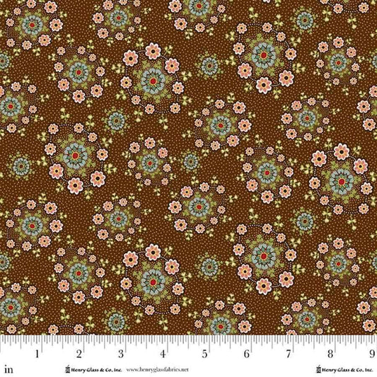 Love Struck Daisy Wreath Brown 2289-33 by Kim Diehl for Henry Glass Fabrics (sold in 25cm increments)