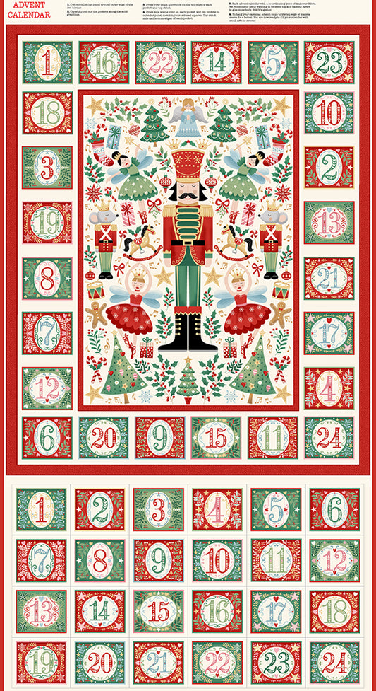 The Nutcracker Advent Calendar Panel Cream M228G by Makower UK