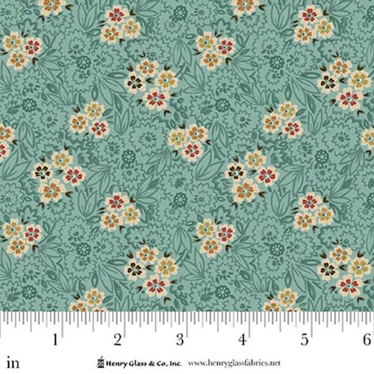 Love Struck Flower Cart Aqua 2293-11 by Kim Diehl for Henry Glass Fabrics (sold in 25cm increments)