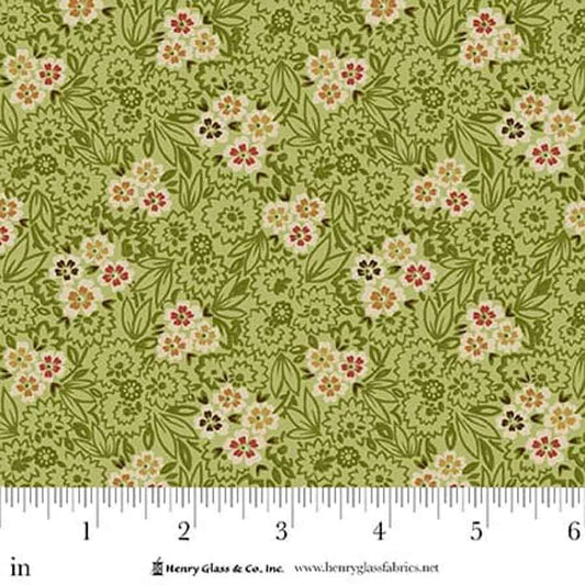 Love Struck Flower Cart Green 2293-66 by Kim Diehl for Henry Glass Fabrics (sold in 25cm increments)