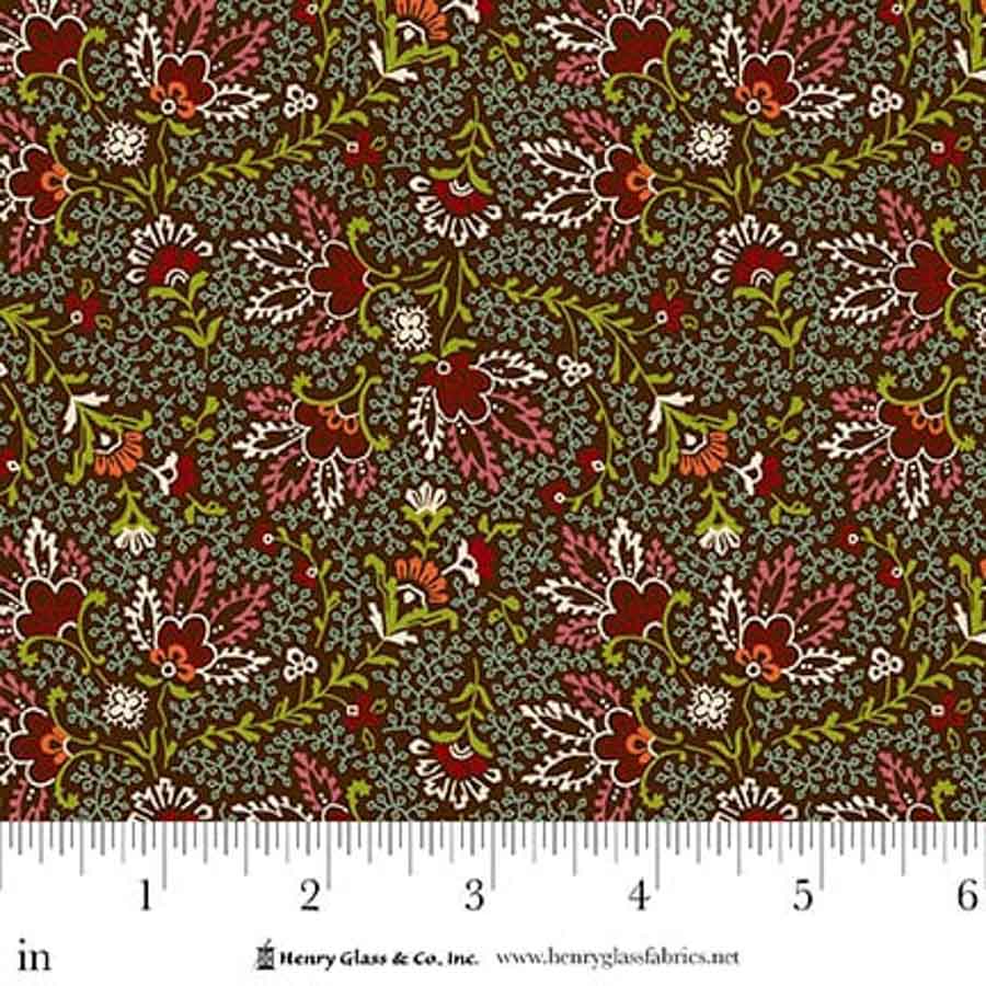 Love Struck Prairie Blossom Brown 2296-33 by Kim Diehl for Henry Glass Fabrics (sold in 25cm increments)