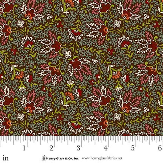 Love Struck Prairie Blossom Brown 2296-33 by Kim Diehl for Henry Glass Fabrics (sold in 25cm increments)