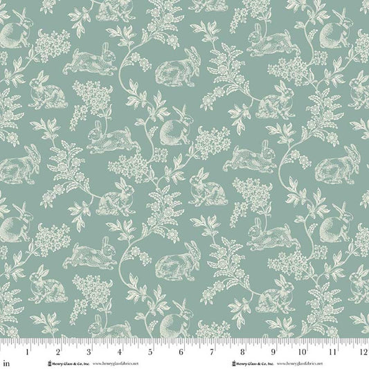 Candlelight & Romance Toile Aqua 2309-11 118" Wideback by Kim Diehl for Henry Glass Fabrics (sold in 25cm increments)