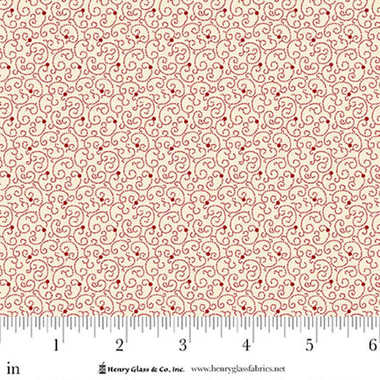 Seasonal Shirtings Red Swirly Dot 2568-08 by Stacy West for Henry Glass Fabrics (sold in 25cm increments)